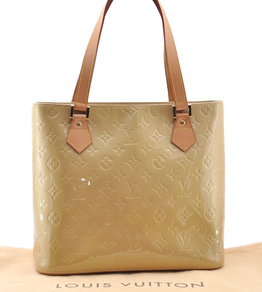 Authentic Louis Vuitton Vernis Houston Shoulder Hand Bag Beige M91004 LV 7491I