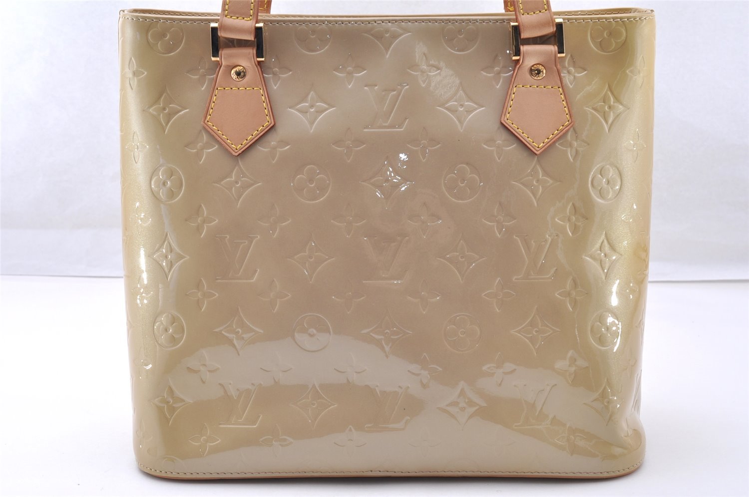 Authentic Louis Vuitton Vernis Houston Shoulder Hand Bag Beige M91004 LV 7491I