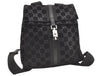 Authentic GUCCI Jackie Backpack Purse GG Suede Leather 0030236 Black 7492J