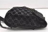 Authentic GUCCI Jackie Backpack Purse GG Suede Leather 0030236 Black 7492J