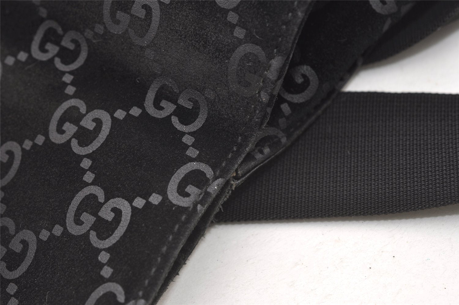 Authentic GUCCI Jackie Backpack Purse GG Suede Leather 0030236 Black 7492J