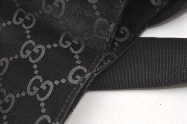 Authentic GUCCI Jackie Backpack Purse GG Suede Leather 0030236 Black 7492J