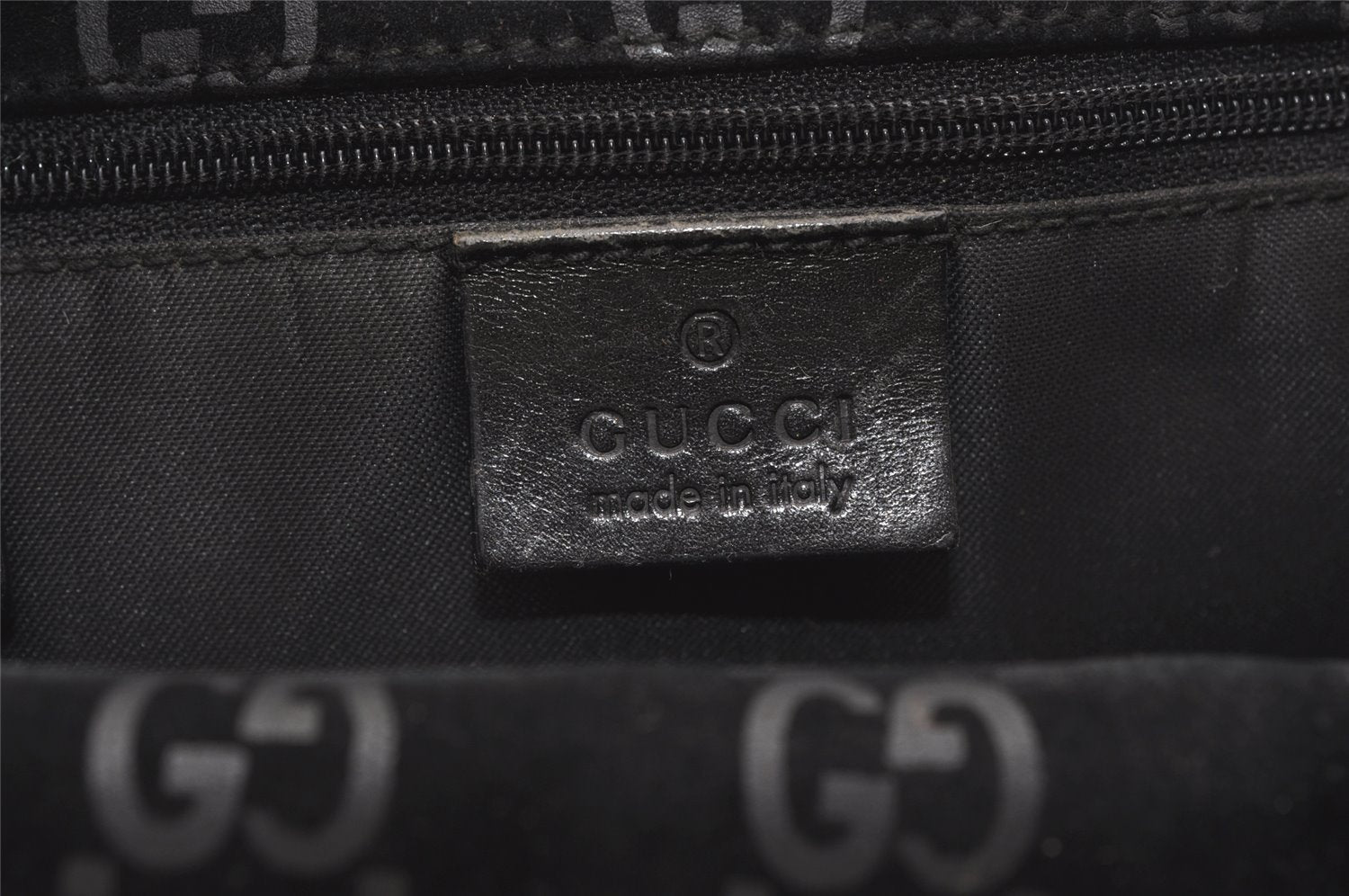 Authentic GUCCI Jackie Backpack Purse GG Suede Leather 0030236 Black 7492J