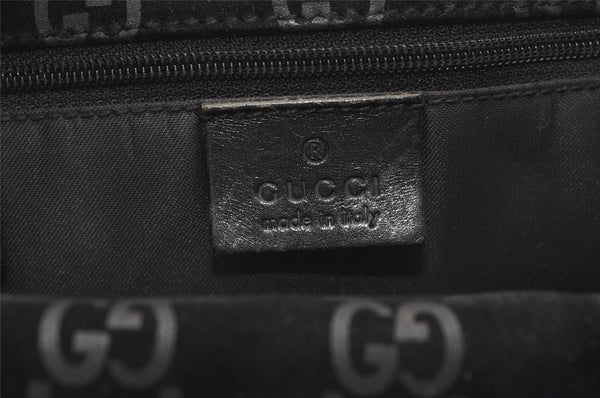 Authentic GUCCI Jackie Backpack Purse GG Suede Leather 0030236 Black 7492J