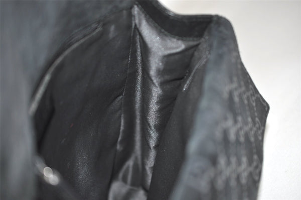 Authentic GUCCI Jackie Backpack Purse GG Suede Leather 0030236 Black 7492J