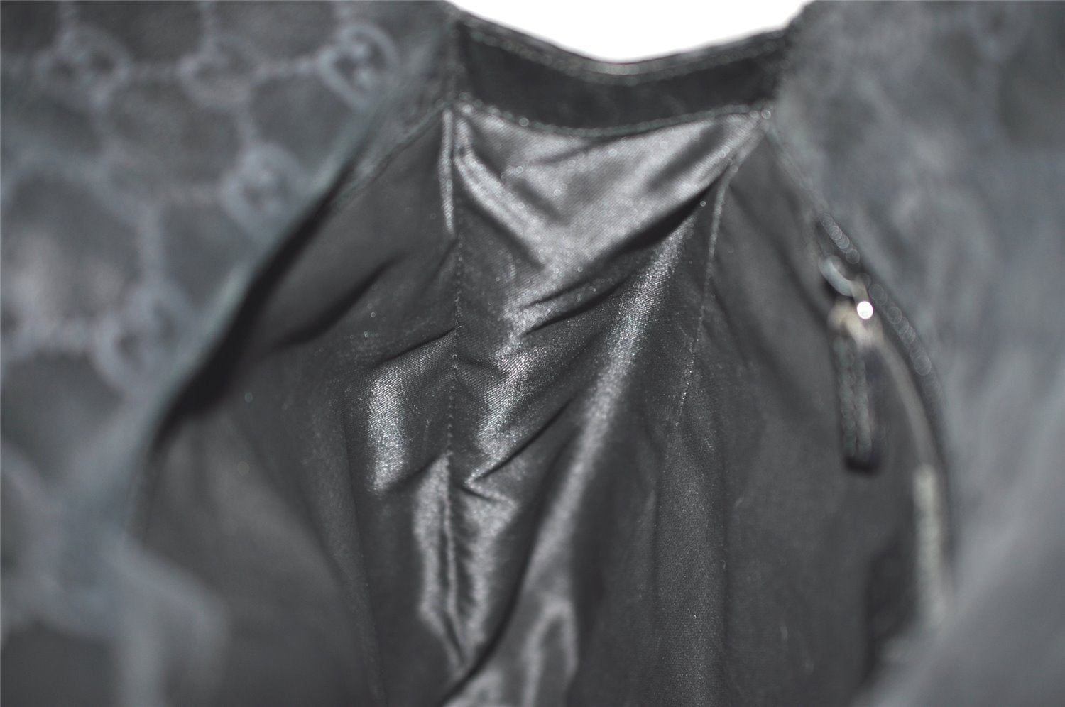 Authentic GUCCI Jackie Backpack Purse GG Suede Leather 0030236 Black 7492J