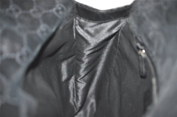 Authentic GUCCI Jackie Backpack Purse GG Suede Leather 0030236 Black 7492J