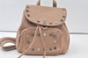 Authentic JIMMY CHOO Vintage Stella Star Studs Leather Backpack Pink Beige 7492K