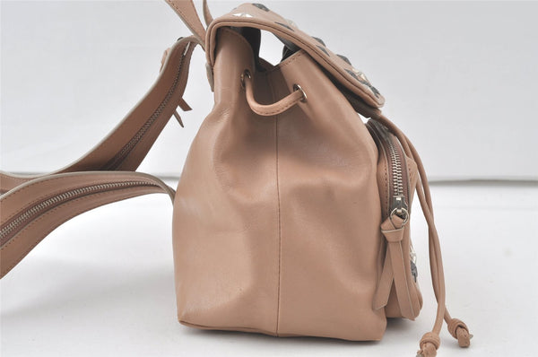 Authentic JIMMY CHOO Vintage Stella Star Studs Leather Backpack Pink Beige 7492K