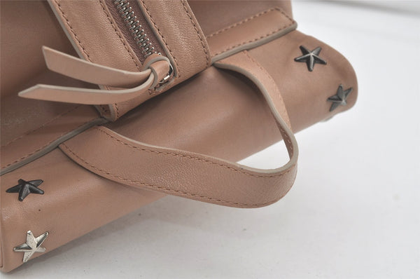 Authentic JIMMY CHOO Vintage Stella Star Studs Leather Backpack Pink Beige 7492K