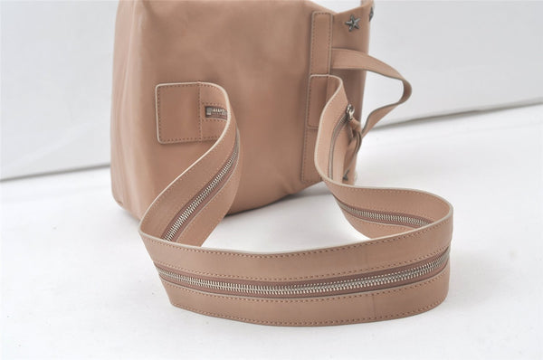 Authentic JIMMY CHOO Vintage Stella Star Studs Leather Backpack Pink Beige 7492K