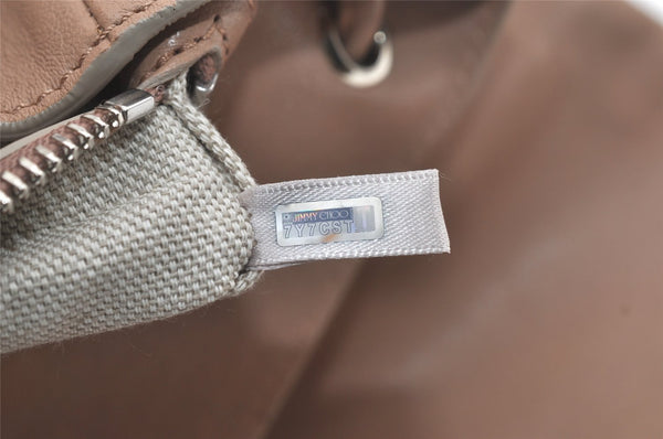 Authentic JIMMY CHOO Vintage Stella Star Studs Leather Backpack Pink Beige 7492K