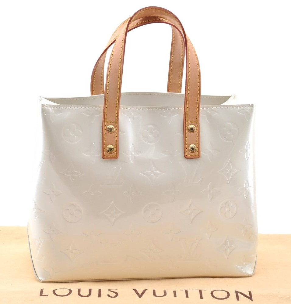 Authentic Louis Vuitton Vernis Reade PM Hand Bag White White M91336 LV 7493I