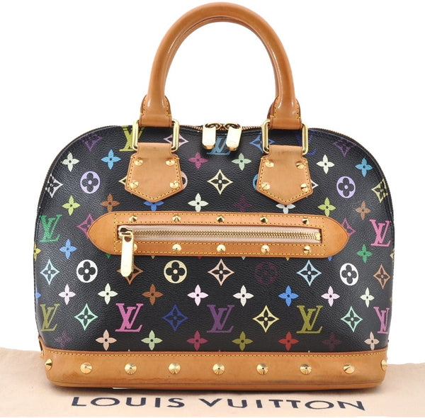 Auth Louis Vuitton Monogram Multicolor Alma PM Black Hand Bag M92646 LV 7495I