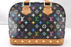 Auth Louis Vuitton Monogram Multicolor Alma PM Black Hand Bag M92646 LV 7495I