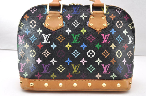 Auth Louis Vuitton Monogram Multicolor Alma PM Black Hand Bag M92646 LV 7495I