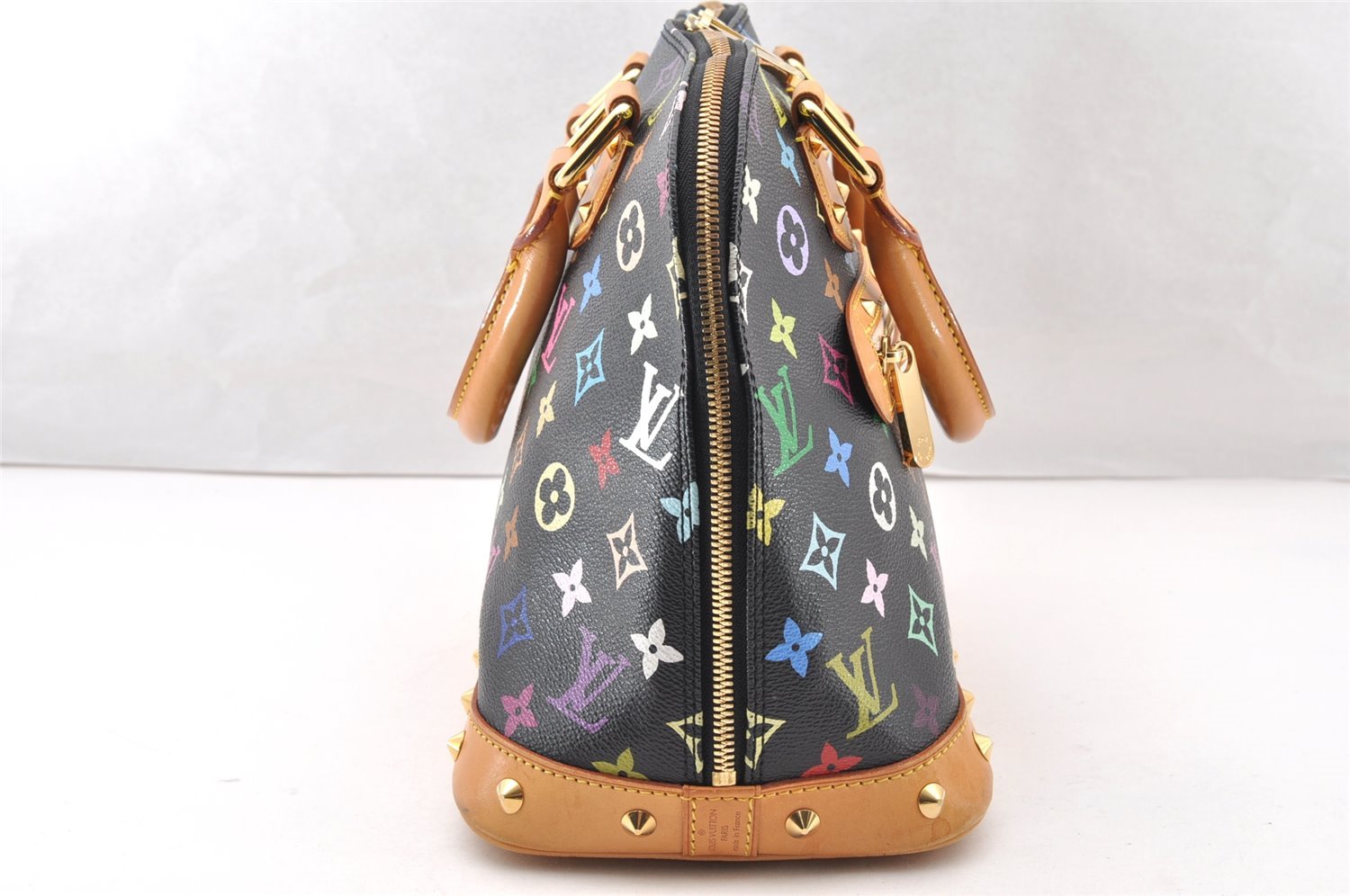 Auth Louis Vuitton Monogram Multicolor Alma PM Black Hand Bag M92646 LV 7495I