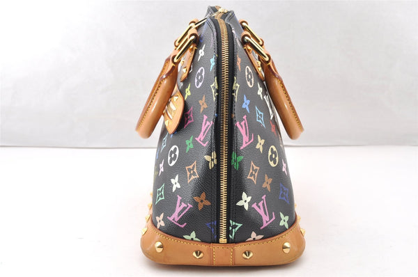 Auth Louis Vuitton Monogram Multicolor Alma PM Black Hand Bag M92646 LV 7495I