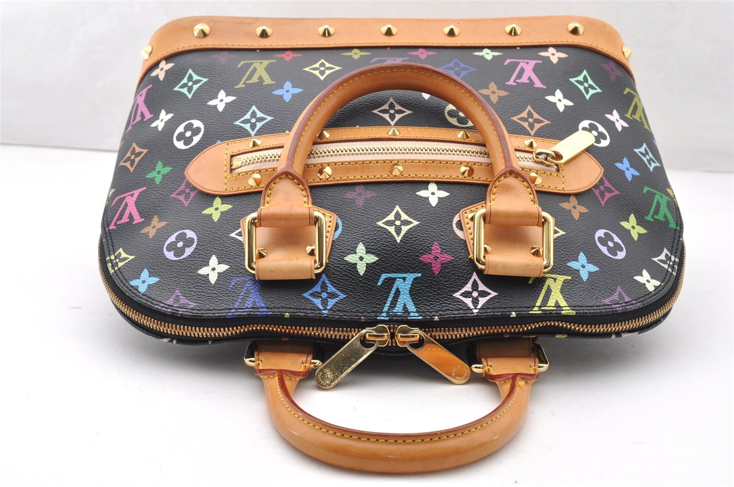 Auth Louis Vuitton Monogram Multicolor Alma PM Black Hand Bag M92646 LV 7495I