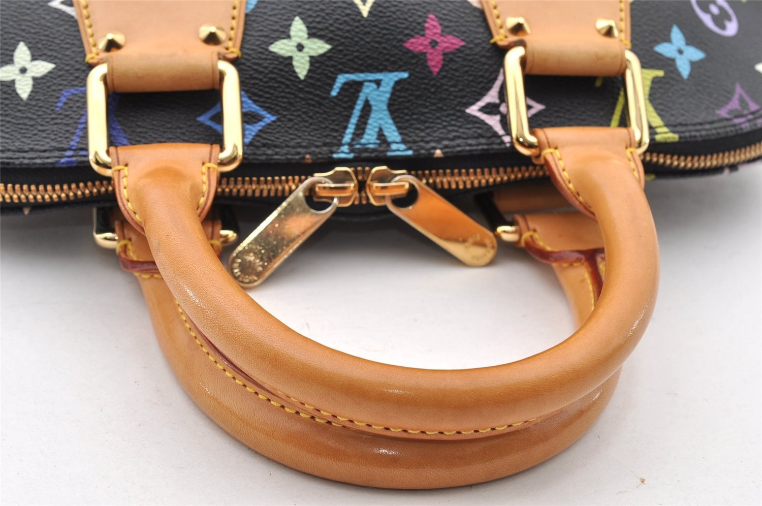 Auth Louis Vuitton Monogram Multicolor Alma PM Black Hand Bag M92646 LV 7495I
