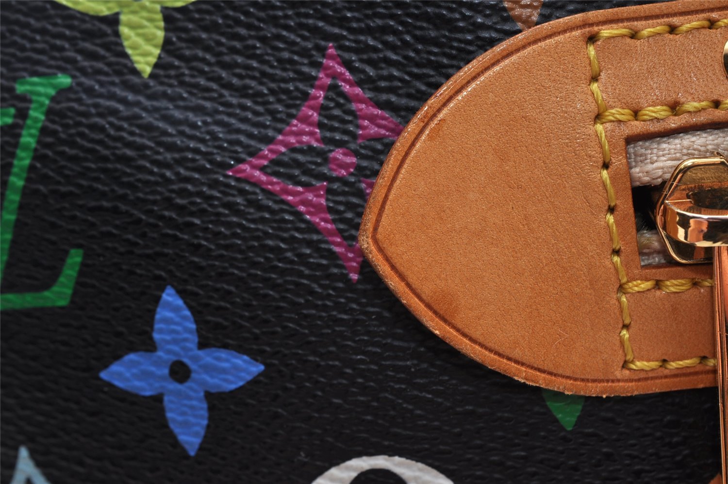 Auth Louis Vuitton Monogram Multicolor Alma PM Black Hand Bag M92646 LV 7495I