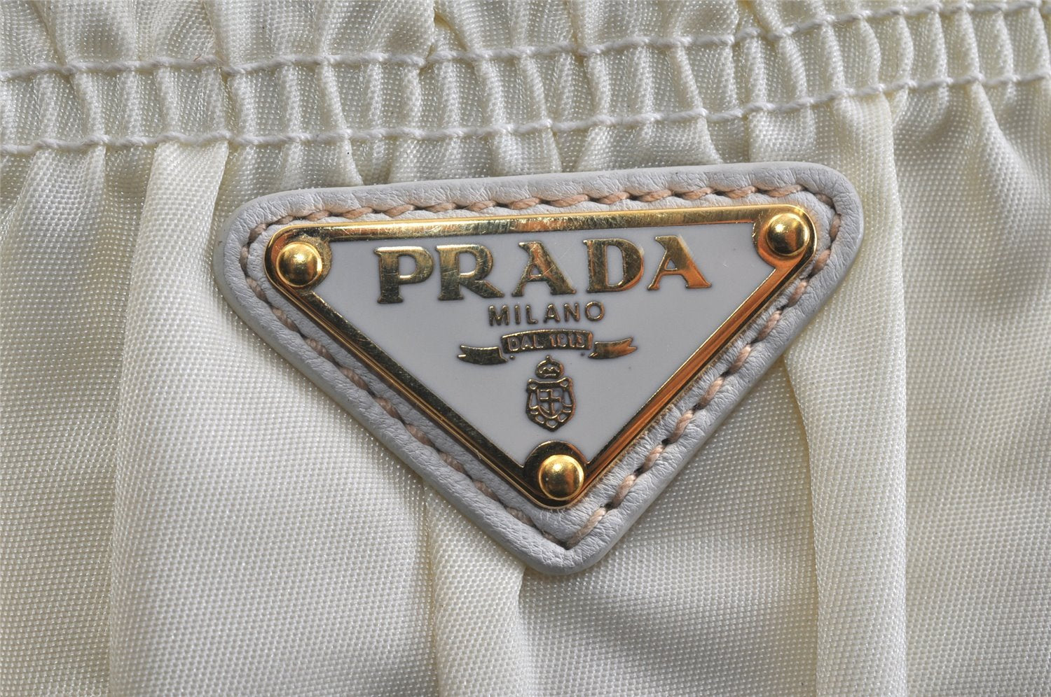 Authentic PRADA Tessuto Gaufre Nylon Leather 2Way Shoulder Hand Bag White 7496K