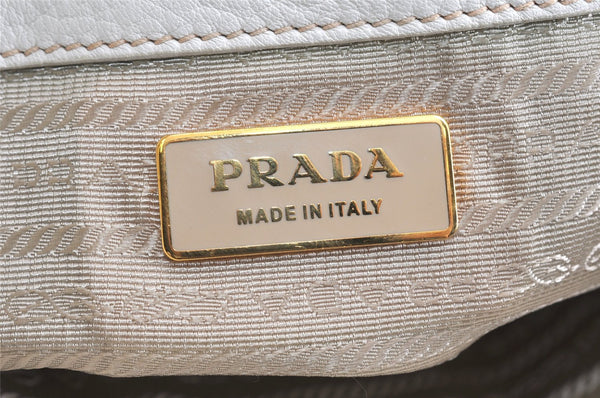 Authentic PRADA Tessuto Gaufre Nylon Leather 2Way Shoulder Hand Bag White 7496K