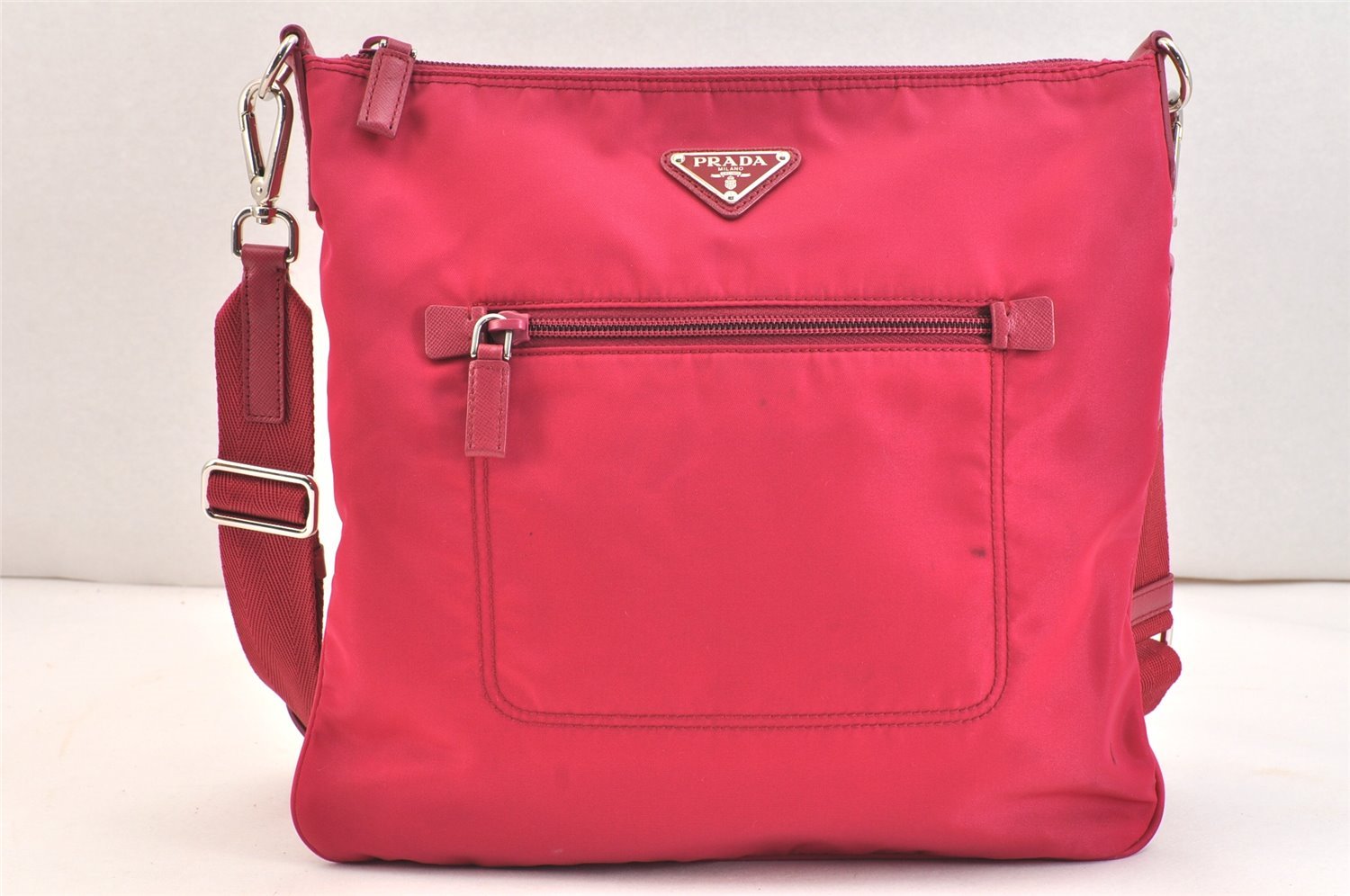 Authentic PRADA Nylon Tessuto Leather Shoulder Cross Body Bag Purse Pink 7497K