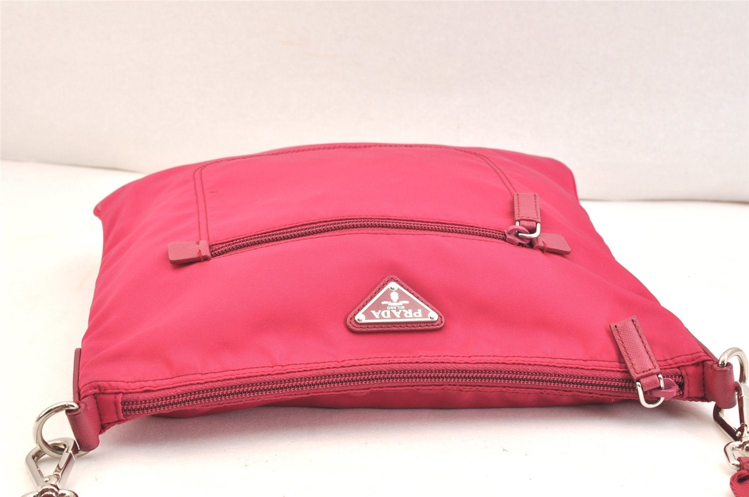 Authentic PRADA Nylon Tessuto Leather Shoulder Cross Body Bag Purse Pink 7497K