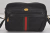 Authentic GUCCI Web Sherry Line Shoulder Cross Bag GG Canvas Leather Black 7499I