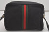 Authentic GUCCI Web Sherry Line Shoulder Cross Bag GG Canvas Leather Black 7499I