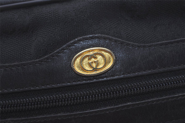 Authentic GUCCI Web Sherry Line Shoulder Cross Bag GG Canvas Leather Black 7499I