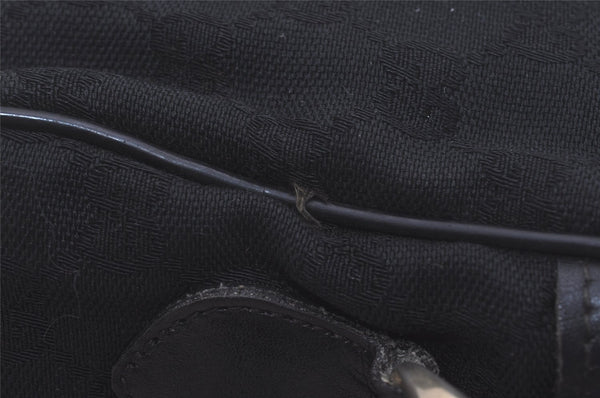 Authentic GUCCI Web Sherry Line Shoulder Cross Bag GG Canvas Leather Black 7499I