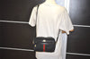 Authentic GUCCI Web Sherry Line Shoulder Cross Bag GG Canvas Leather Black 7499I