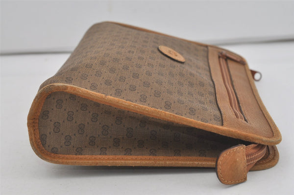Authentic GUCCI Vintage Micro GG PVC Leather Clutch Hand Bag Purse Brown 7500I