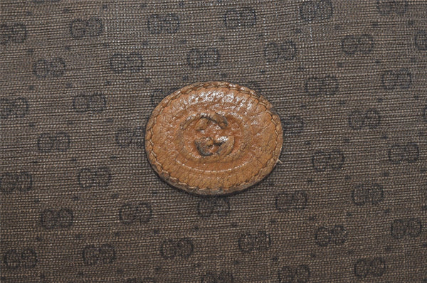 Authentic GUCCI Vintage Micro GG PVC Leather Clutch Hand Bag Purse Brown 7500I