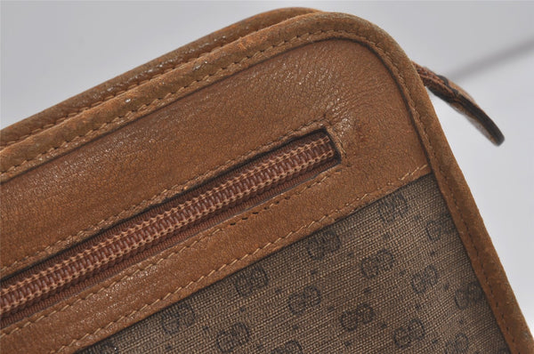 Authentic GUCCI Vintage Micro GG PVC Leather Clutch Hand Bag Purse Brown 7500I