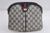 Authentic GUCCI Sherry Line Shoulder Cross Bag GG PVC Leather Navy Blue 7501I