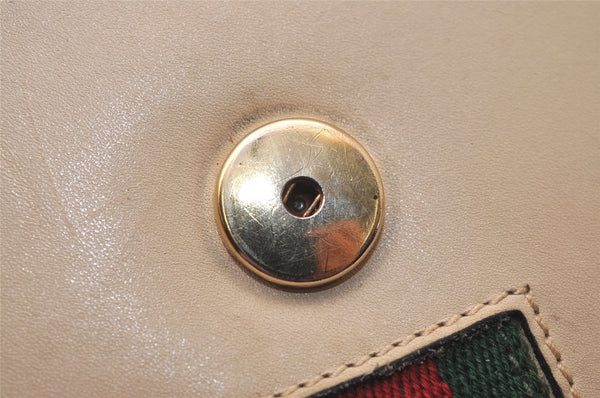 Authentic GUCCI Web Sherry Line Shoulder Bag Purse Leather White 7502J