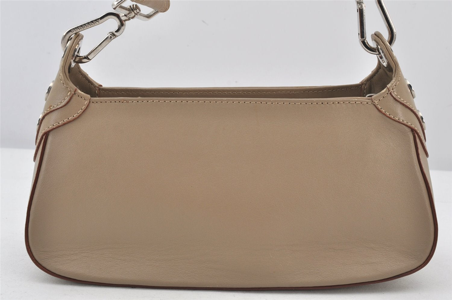 Authentic BURBERRY Vintage Leather Shoulder Hand Bag Purse Beige 7502K