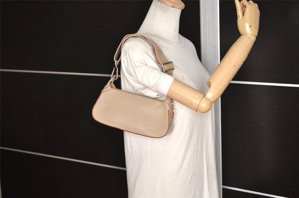 Authentic BURBERRY Vintage Leather Shoulder Hand Bag Purse Beige 7502K