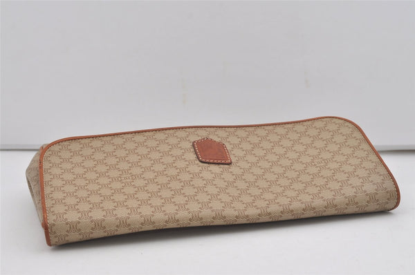 Authentic CELINE Macadam Blason Pattern Clutch Hand Bag PVC Leather Beige 7503I