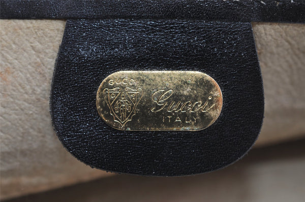 Authentic GUCCI Micro GG Canvas Leather Clutch Hand Bag Purse Black 7505I