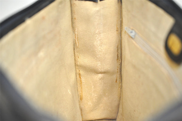 Authentic GUCCI Micro GG Canvas Leather Clutch Hand Bag Purse Black 7505I