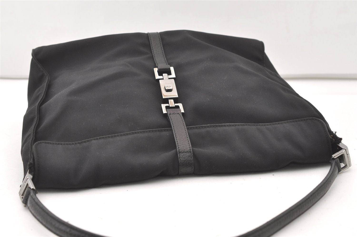 Authentic GUCCI Jackie Shoulder Hand Bag Nylon Leather 0013355 Black 7512J