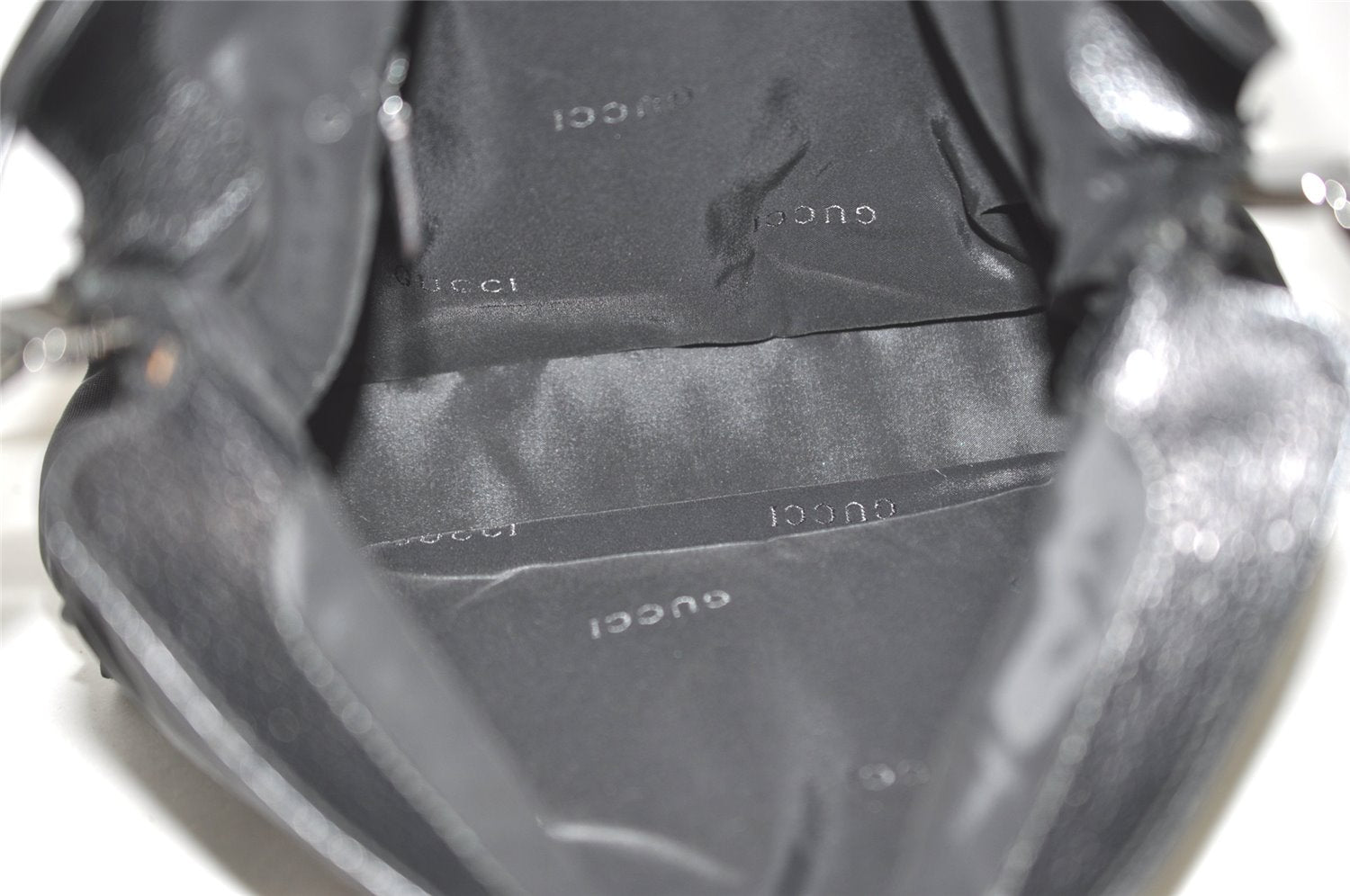 Authentic GUCCI Jackie Shoulder Hand Bag Nylon Leather 0013355 Black 7512J