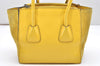 Authentic PRADA Leather Nappa Suede 2Way Shoulder Hand Bag Purse Yellow 7513K