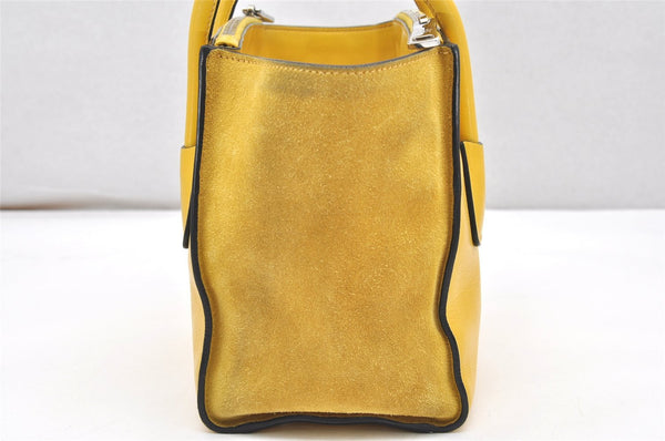 Authentic PRADA Leather Nappa Suede 2Way Shoulder Hand Bag Purse Yellow 7513K