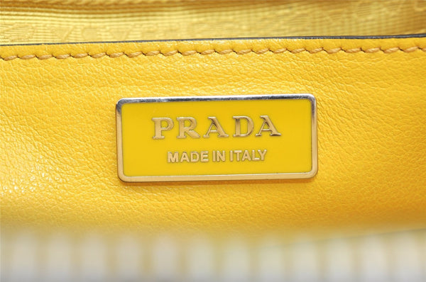 Authentic PRADA Leather Nappa Suede 2Way Shoulder Hand Bag Purse Yellow 7513K