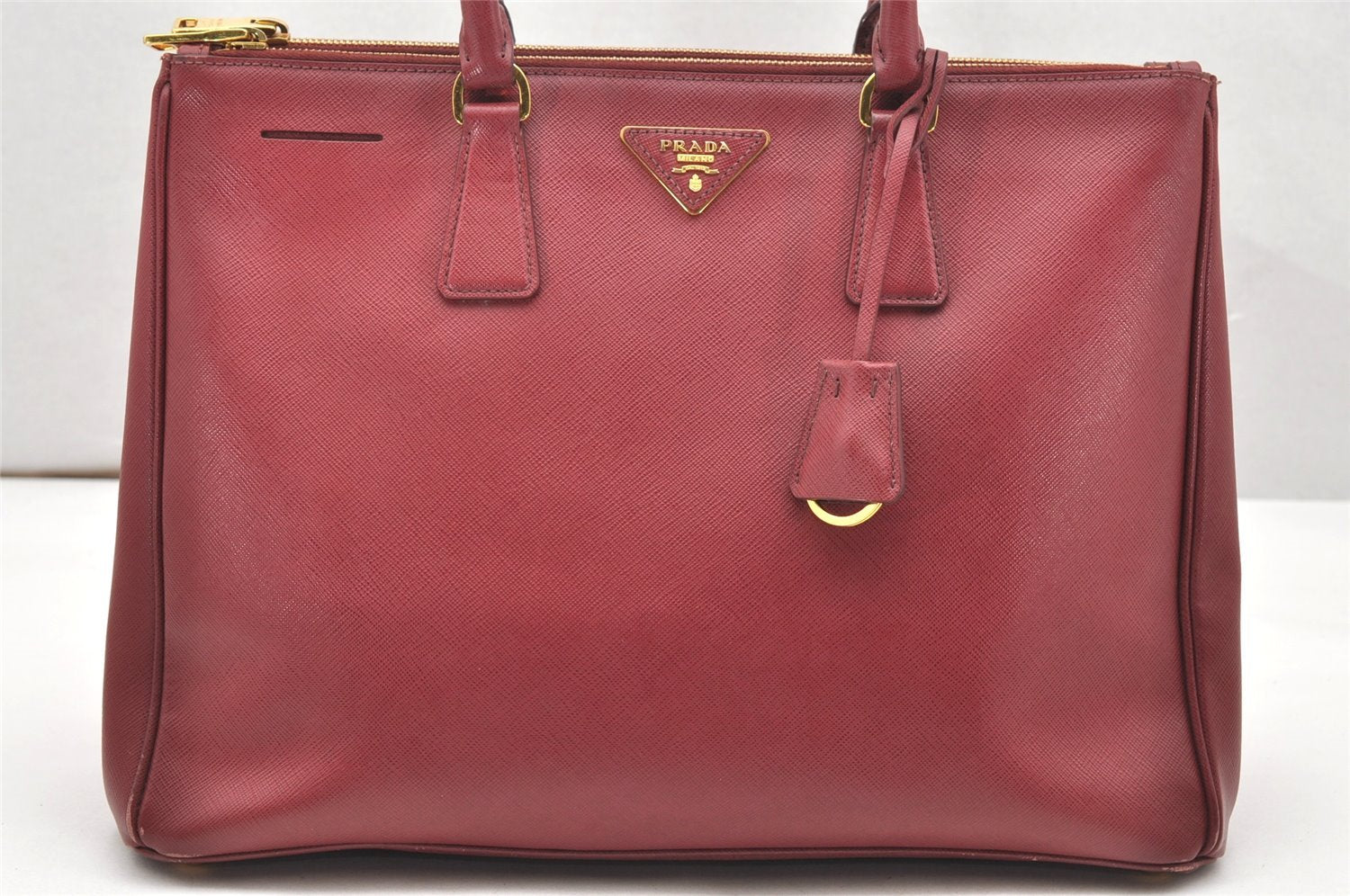 Authentic PRADA Galleria Saffiano 2Way Shoulder Hand Bag Leather Bordeaux 7514K